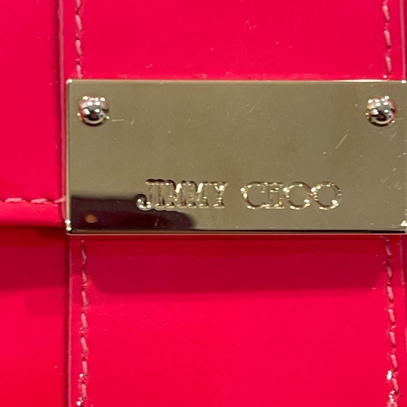 Jimmy Choo Pink Patent Leather Wallet/Clutch authentication papers, box, duster. - Picture 2 of 16